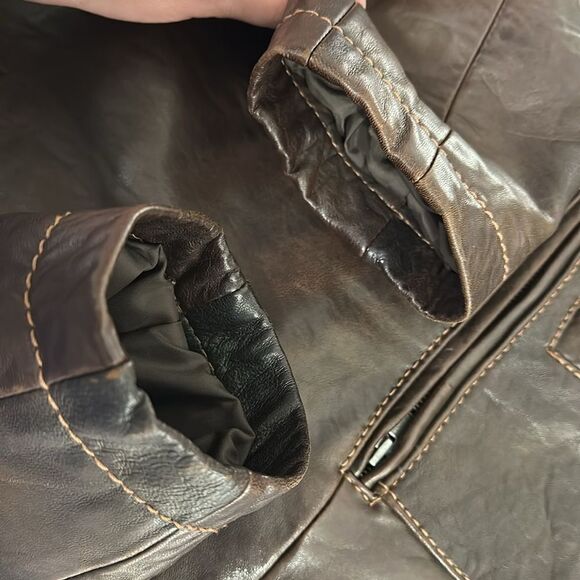 Wilsons Leather Pelle Studio Button Front Brown Jacket Size L - Picture 8 of 14